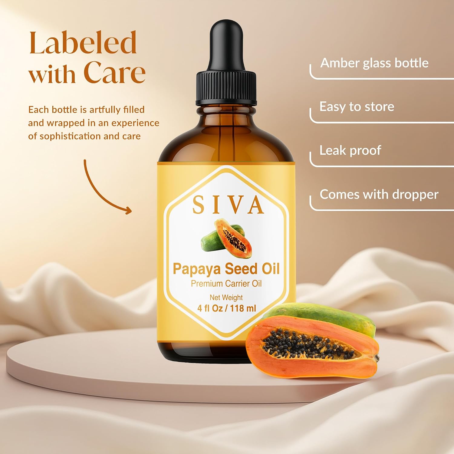  Papaya Seed Carrier Oil, Glass Bottle with Dropper, 4 Fl Oz (118 ml) thumbnail