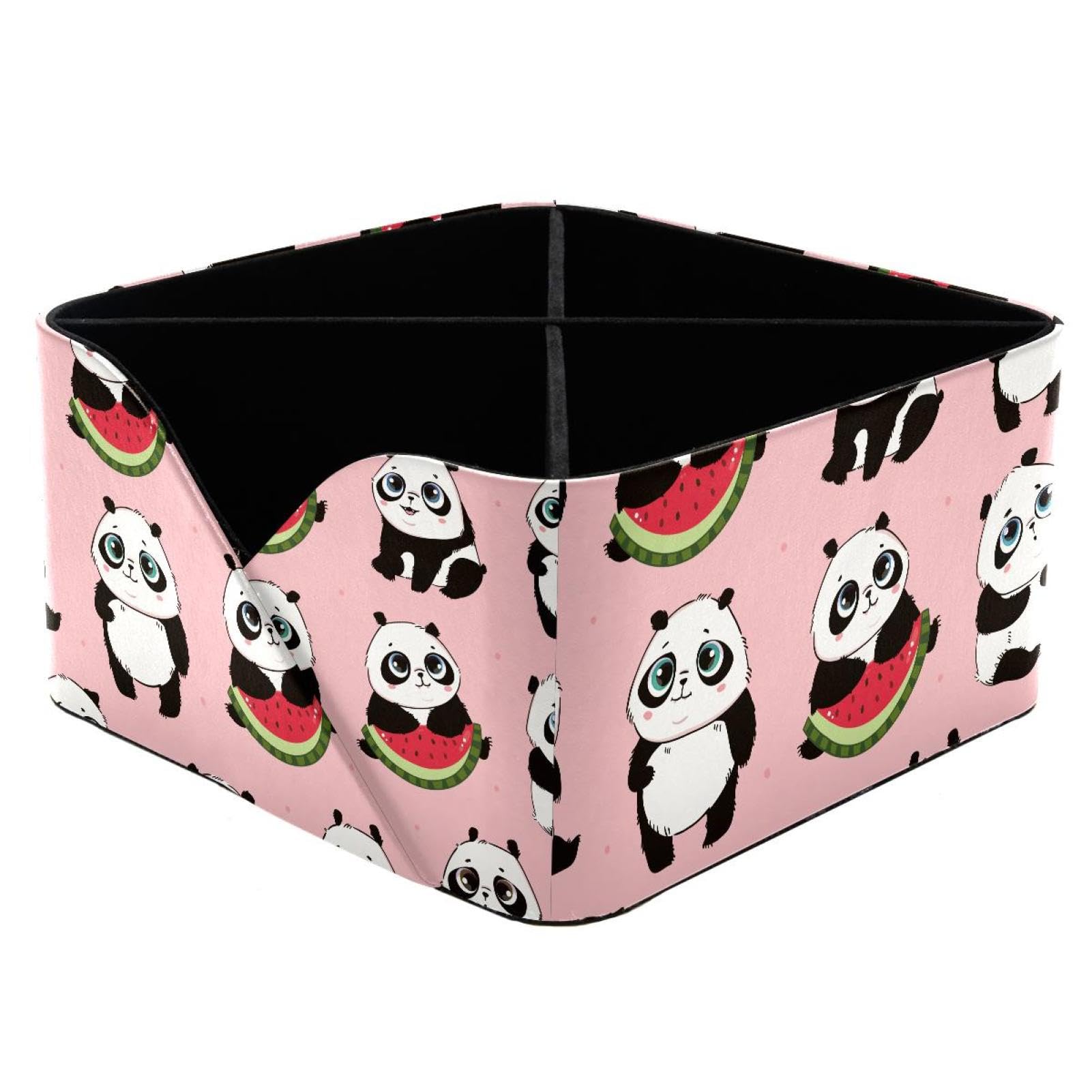 KengjuTesu Cute Panda Bears in Various Poses Pattern Desktop Organizer Pen Holder, Rectangular Pencil Cup for Office, Study and Makeup Stations