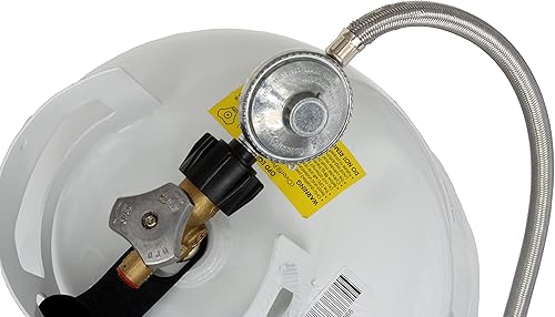Miniatura 2 de Flame King Regulador universal de propano QCC1 de 5 pies con manguera trenzada de acero inoxidable para la mayoría de parrillas de gas LP,