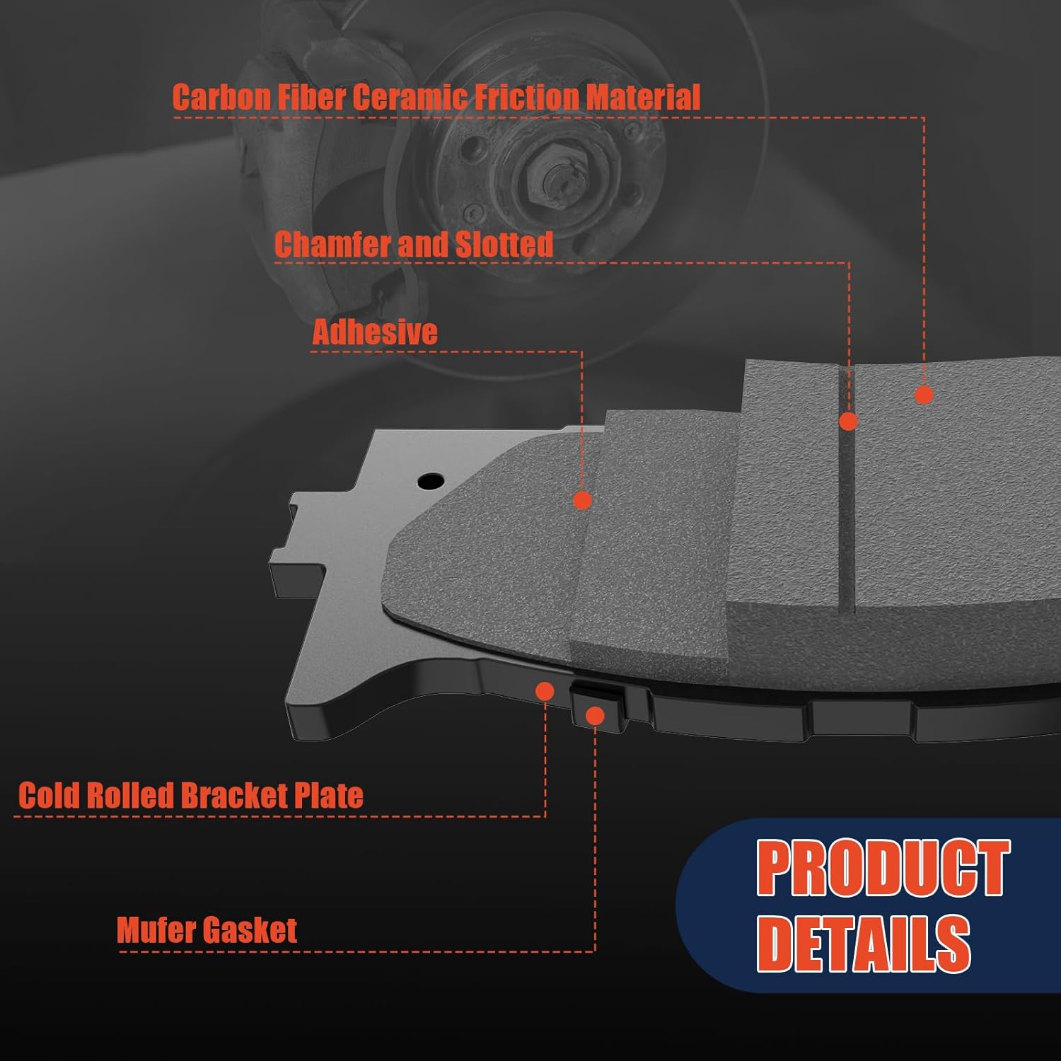 Ceramic Brake Pads Kits,Gariqe 8pcs Brakes Pads Set Compatible With 2011-2018 Dodge Durango,2011-2019 Jeep Grand Cherokee