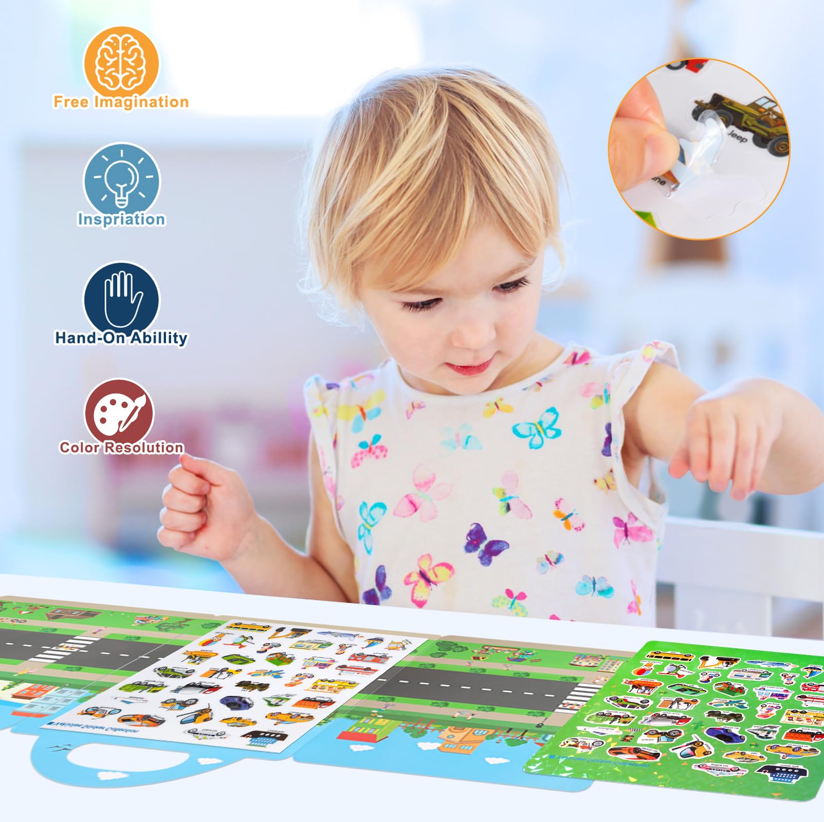 Giant Bean Livres D'autocollants Réutilisables Pour Enfants, Livres D'activités Pour Garçons Et Filles, Jouets De Voyage Pour Tout-petits De 3, 4, 5 Ans, Véhicules Et Animaux Livre Autocollant 2 Ans