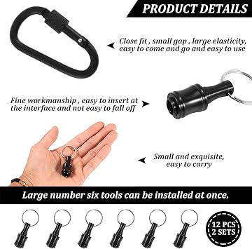 CRNXOMP12Pcs 1/4inch Hex Shank Screwdriver Bits Holder Aluminum Alloy Bit Holder Keychain Light-Weight Quick-Change Extension Bar Keychain Drill Screw Adapter Change