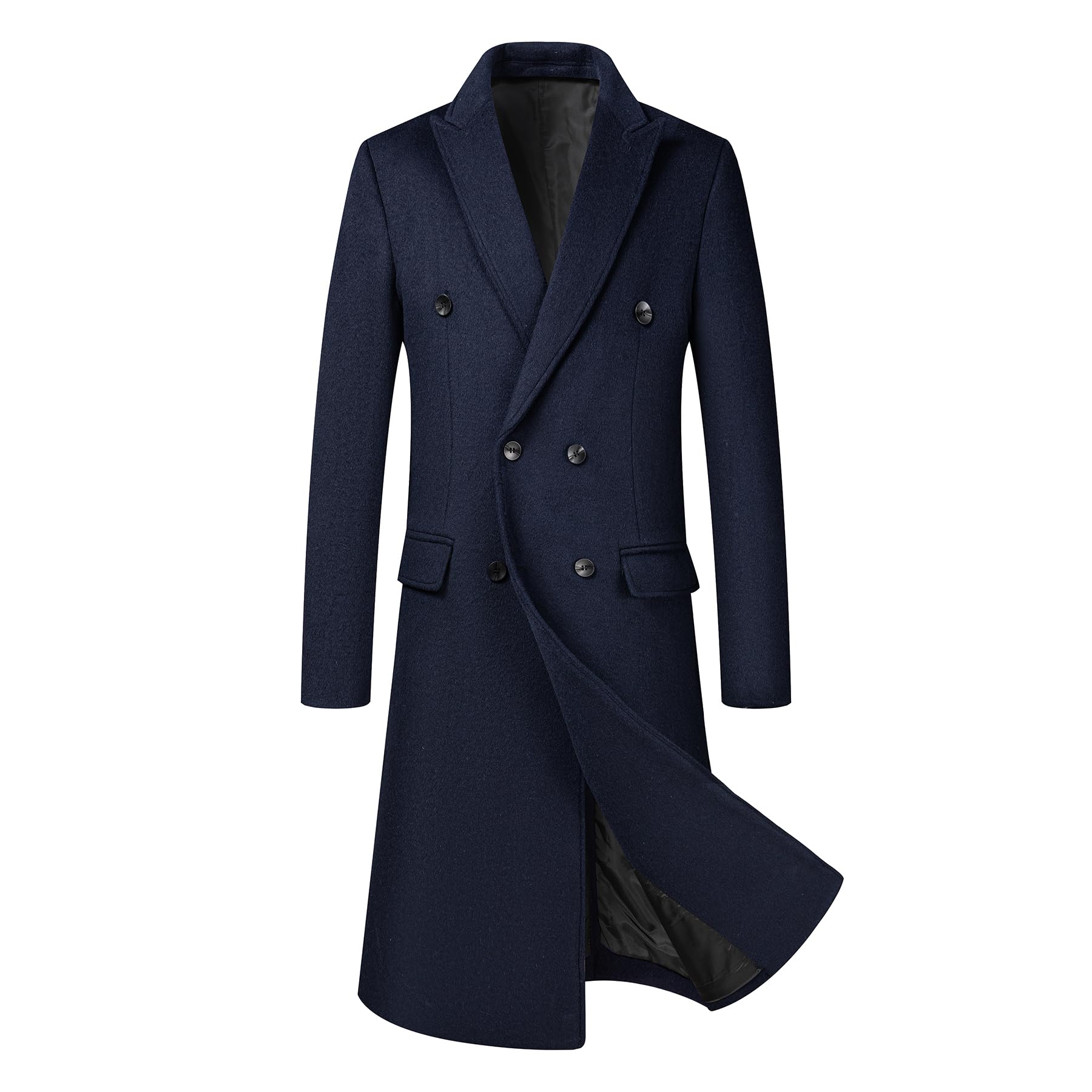 Allthemen Cappotto da Uomo Invernale Lungo Trench Coat Doppiopetto Caldo Casual Lana Coat Slim Fit Business Outerwear a Vento