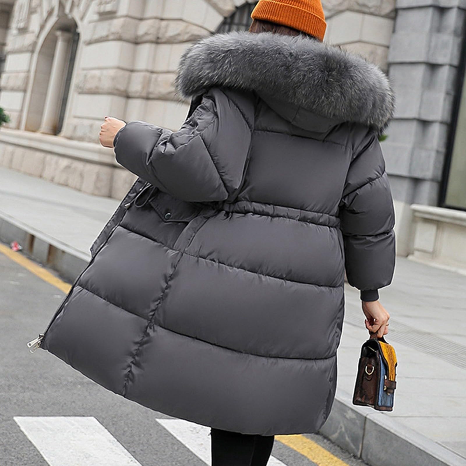 Generisch Cappotto Invernale Gravidanza Piumino Donna Invernale Medio Cappotto Piumone Leggero Donna con Cappuccio Taglie Forti Trench Sottile Manica Lunga Calda Donna
