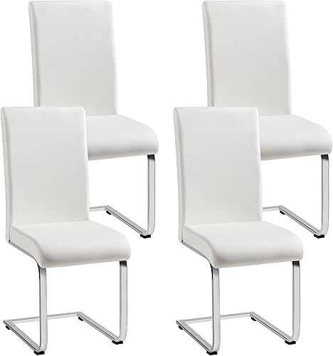 Miniatura 58 de Yaheetech Juego de 2 sillas de comedor modernas tapizadas de piel sintética con respaldo alto y patas metálicas cromadas para cocina, sala de estar,