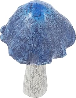 DECHOUS Miniature Mushroom Figurine Garden Statue Outdoor Resin Mushroom Decor Blue Cap Micro Landscape Ornament for Patio Lawn Planters