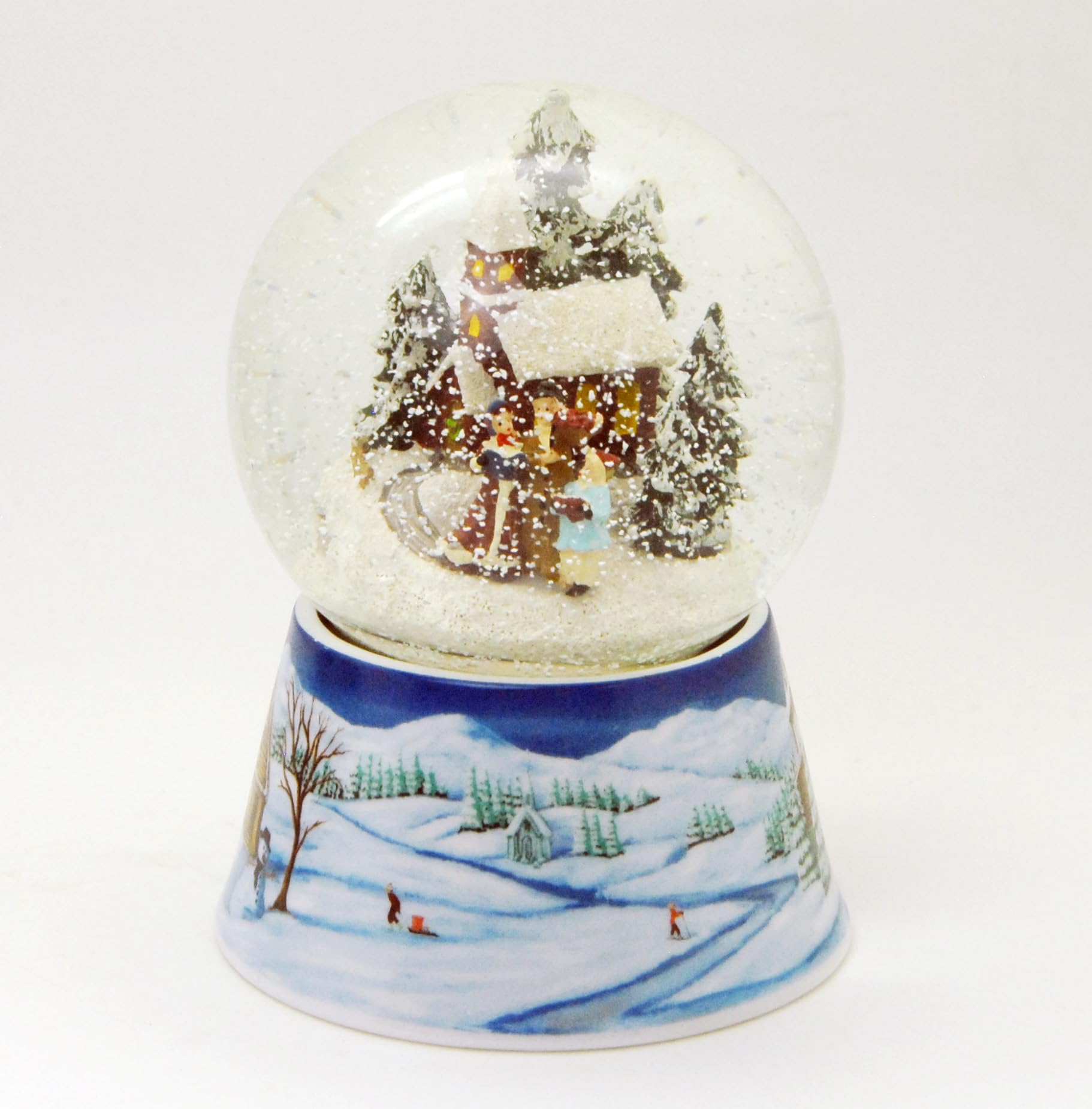 Sfera Di Neve Natalizia Con Carillon - Decorazione Invernale, Diametro 100 Mm, Base Paesaggio Nevoso, Melodia 'American Christmas Carol'