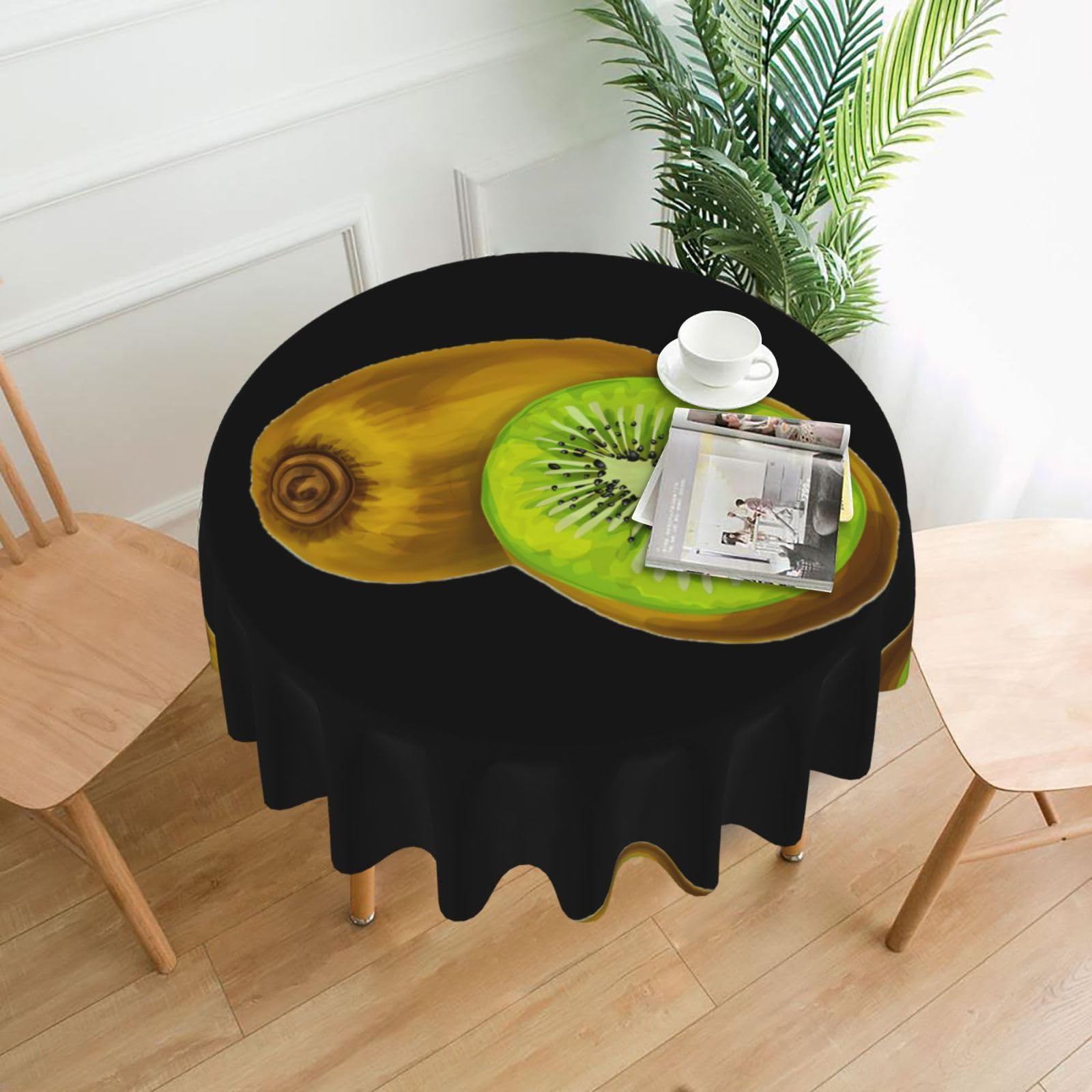 MROWYC Kiwi Printed Practical Round Tablecloth, Durable, Suitable for Home, Restaurant, Hotel, Gathering, and Decorative Table Covers