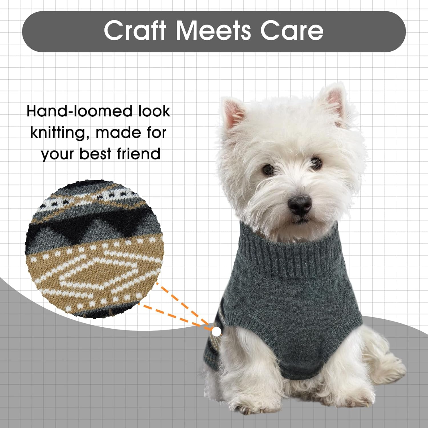 Dog Sweater Winter Warm Turtleneck Pullover for Small to Extra-Large Dogs - Soft Fair Isle Knit Pet Apparel with Leash Hole,No Side Legs Design,Available in Grey & Beige,Grey 2XL