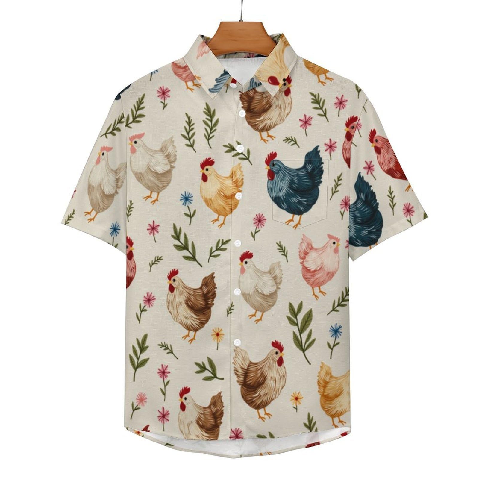 Camicia da Uomo Button Down con Stampa Pulcini Pulcini Piccoli, Acquerello Camicia Hawaiana Casual a Maniche Corte Camicie da Spiaggia Camicie da Vacanza