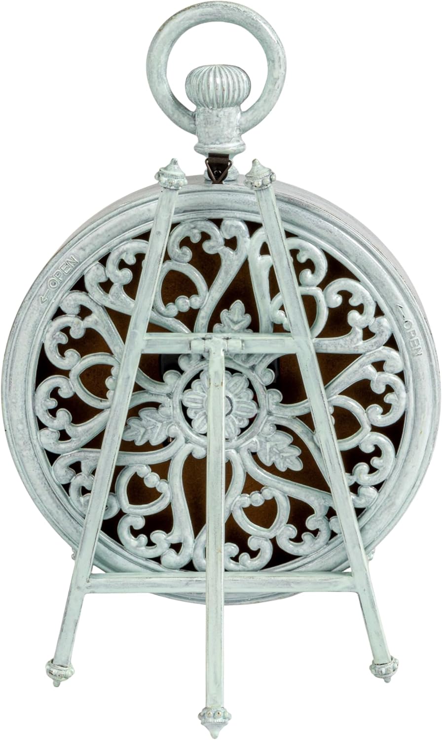 Creative Co-Op Antique White Mantel Clock with Pewter Finish and Iron Base