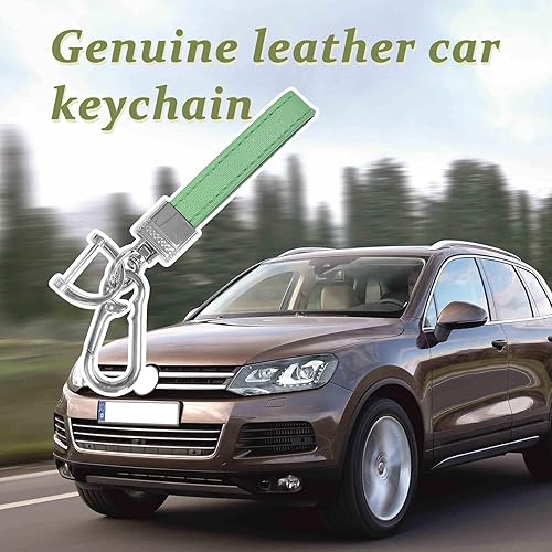 Miniatura 5 de Augeny Llavero de cuero de microfibra para automóvil, giratorio de 360 grados, con anillo en D antipérdida, llavero y destornillador (verde y