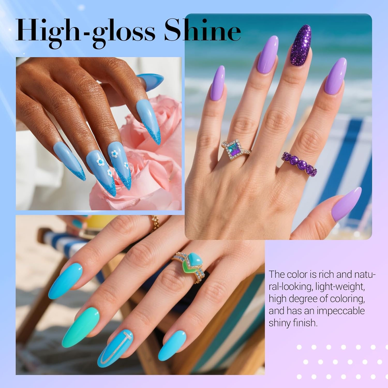 AZUREBEAUTY 6Pcs French Tip Tool and 20 Colors Dip Powder Nail Kit Starter