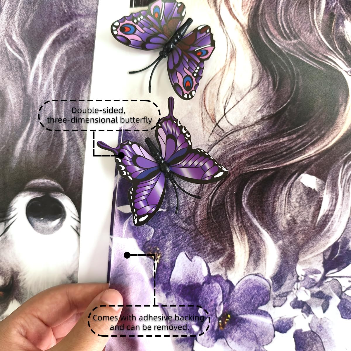 Runtoo Wolf Wall Stickers 3D Butterfly Flowers Fairy Wall Art Decals for Girls Bedroom Baby Nursery Decor - Image 3