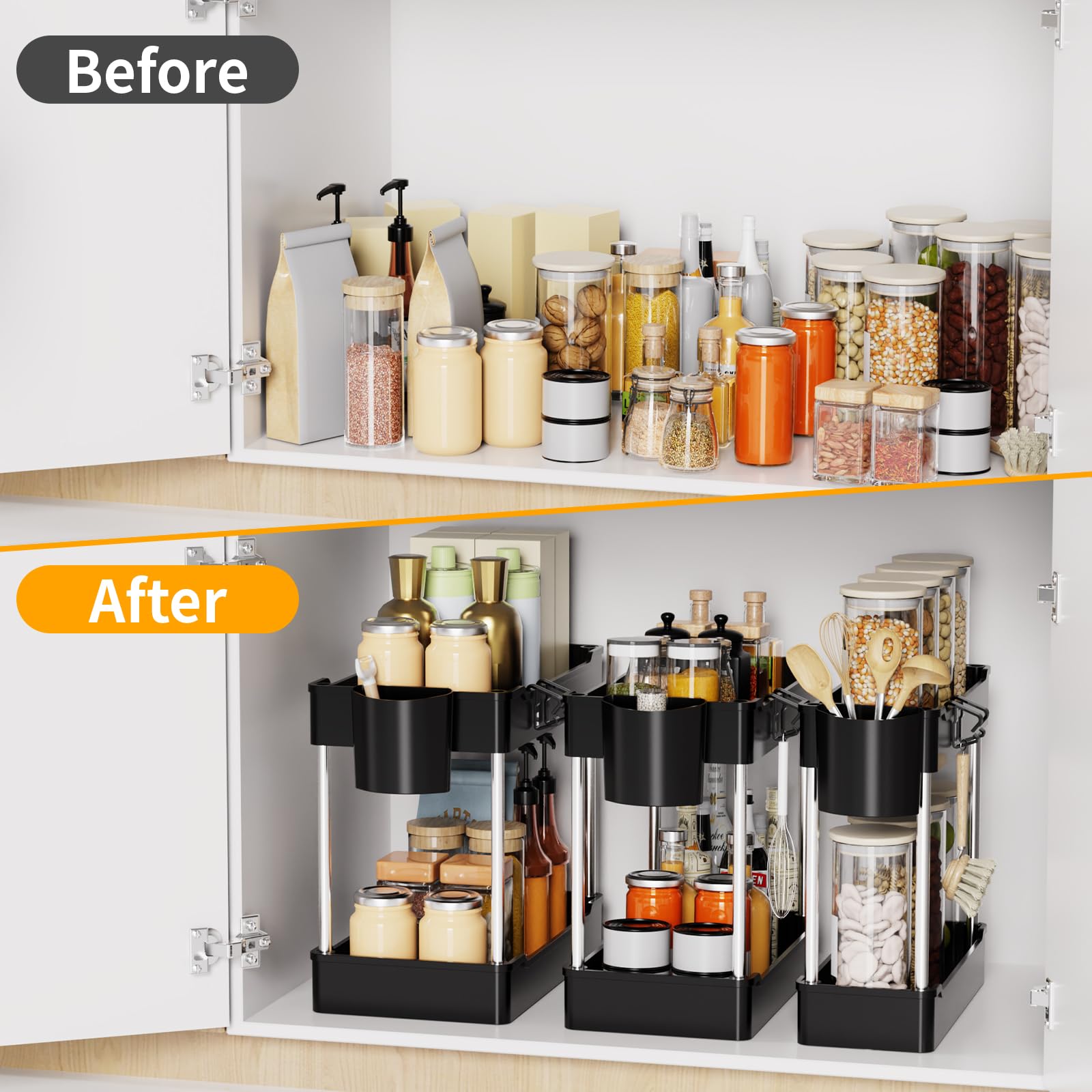 Altdnmaf 3 Pack Under Sink Organiser for Kitchen Storage & Organisation, 3 Sizes Cleaning Cupboard Organiser - Image 3