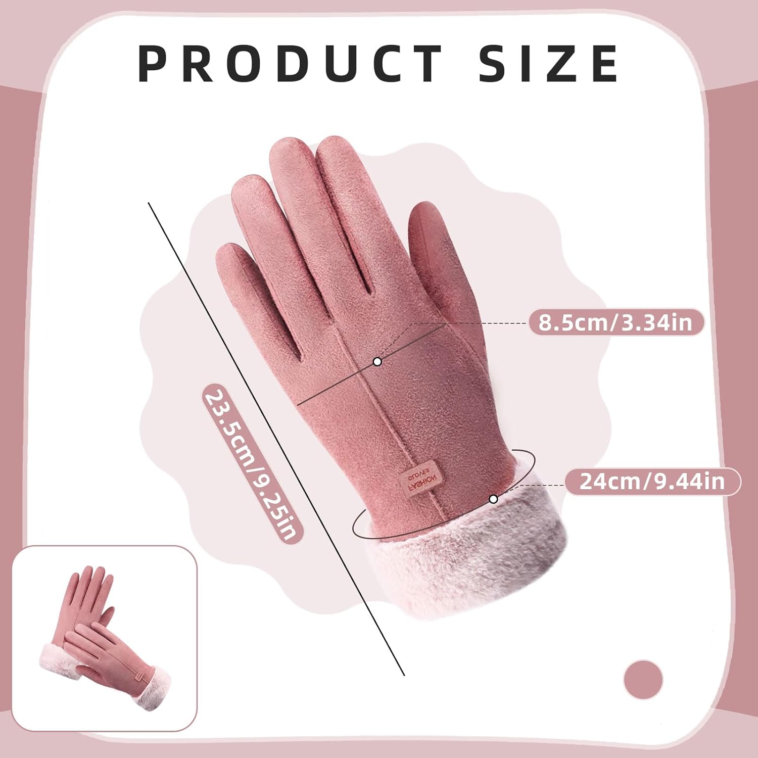 Winter Gloves for Women, Windproof Warm Touch Screen Gloves with Plush Cuffs, Thermal Suede Glove for Cold Weather - Image 2
