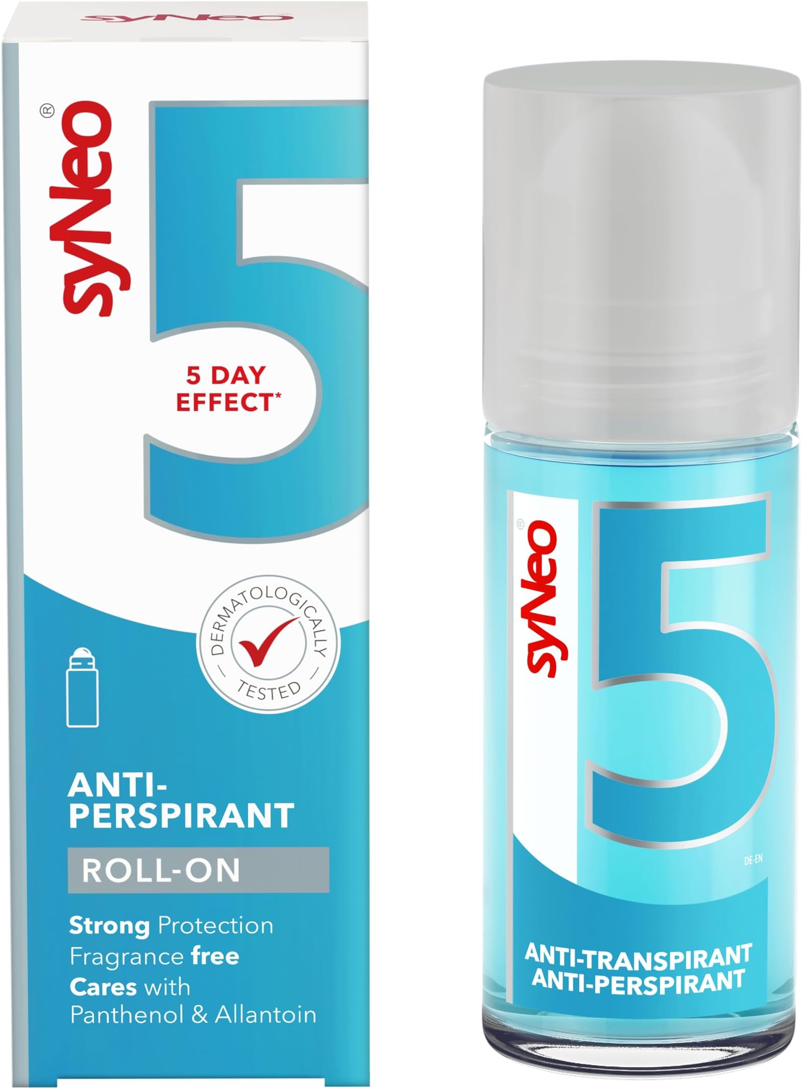 5 Antiperspirant Unisex Roll-On, antiperspirant deodorant for women and men, 1 pack (1 x 50 ml)