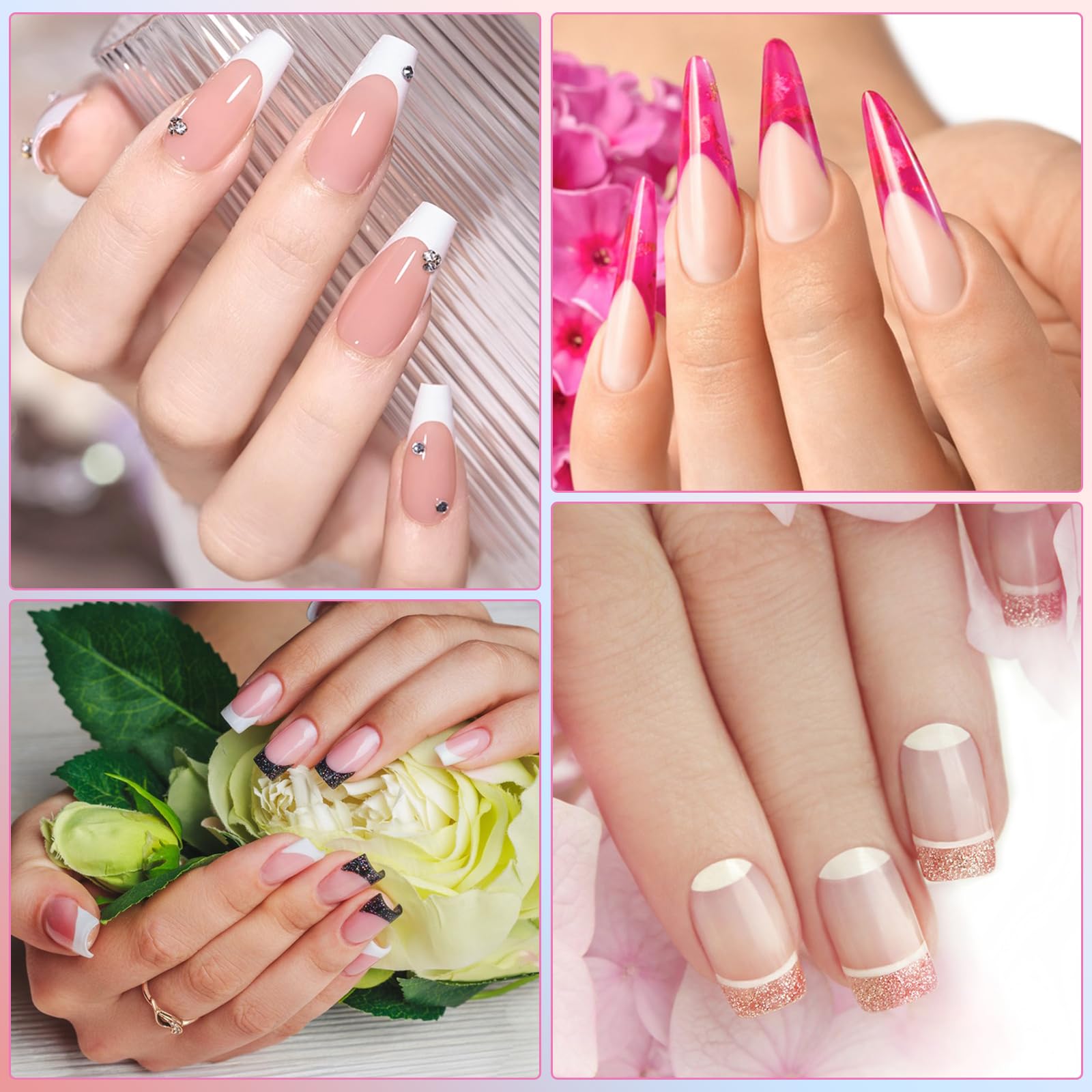 18 Pezzi Nail Art Stamper, Timbri per Unghie con 5 Penne per Dotting 3 Pennelli per Unghie 3 Adesivi Guida, Nail Art, French Unghie per Manicure Fai Da Te