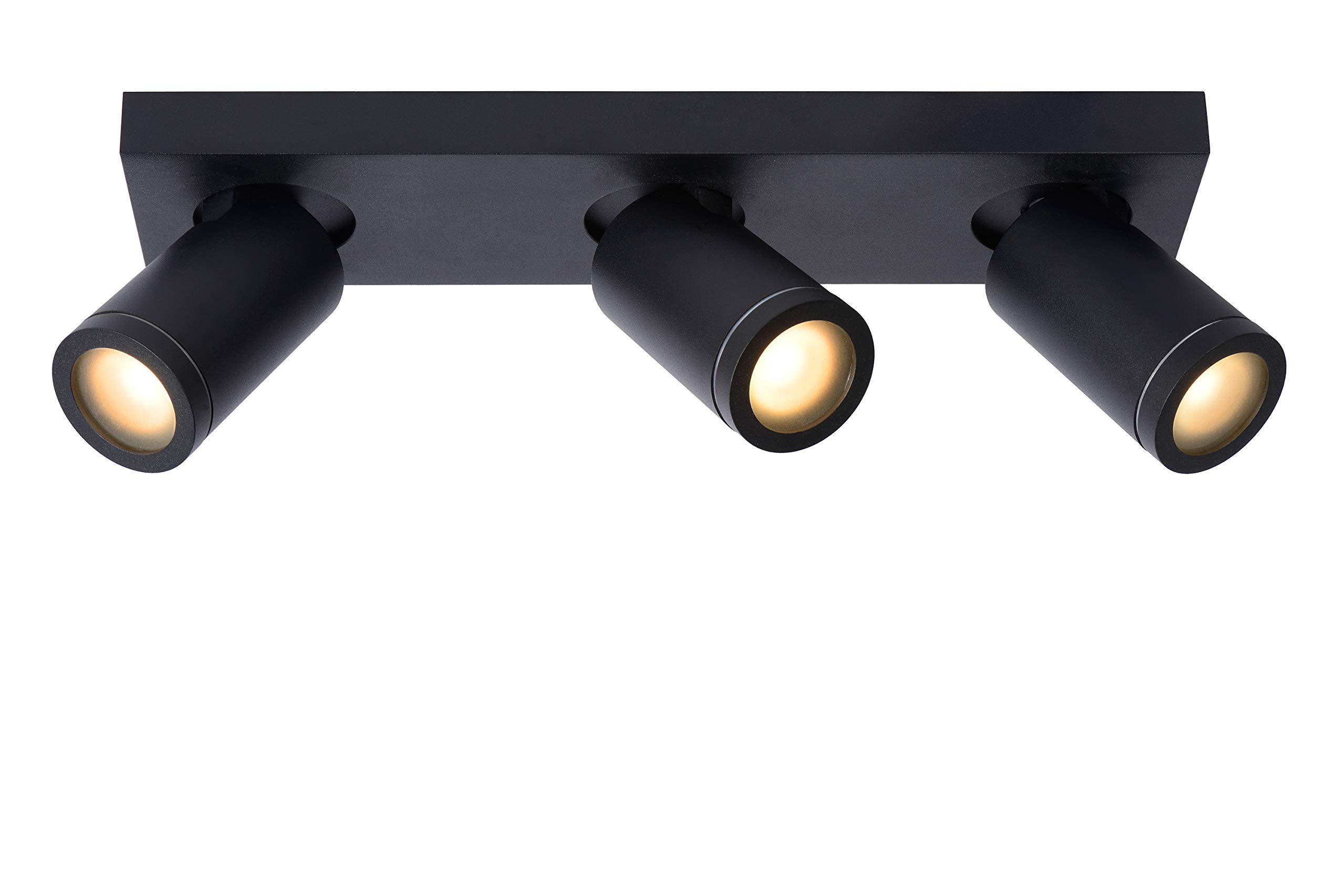 LUCIDE Taylor - Ceiling Spotlight Bathroom - LED Dim to Warm - GU10-3x5W 2200K/3000K - IP44 - Black