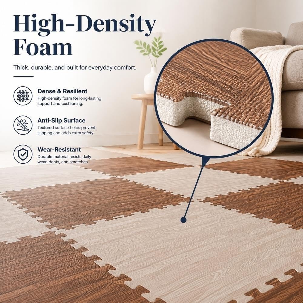 Tapis de Puzzle de Verrouillage de Carreaux de Sol en Mousse 11,8" x 11,8"