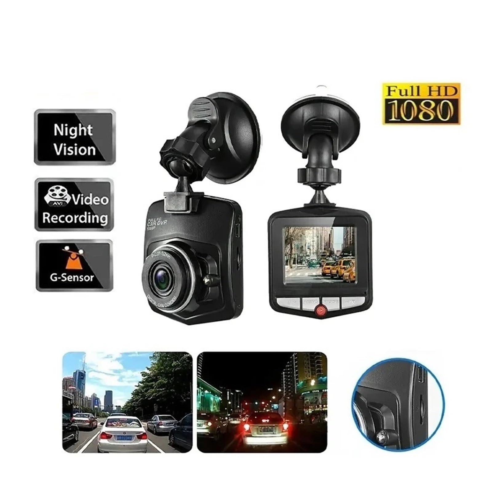 Dashcam Anteriore E Posteriore 2K + 1080P Con Visione Notturna, Rilevamento Movimento, Scheda SD 32GB Inclusa, Per Auto