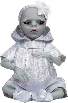 YIHANGG 14inch Reborn Baby Doll Alien Finished Doll Detailed Handmade Painted Doll Collectible Blue Skin Color