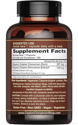 Miniatura 3 de Ceylon Cinnamon Shop CinnaGuard Suplemento orgánico de canela de Ceilán 2500 mg por cápsula  Extra fuerte  Suministro de 4 meses  120 unidades -
