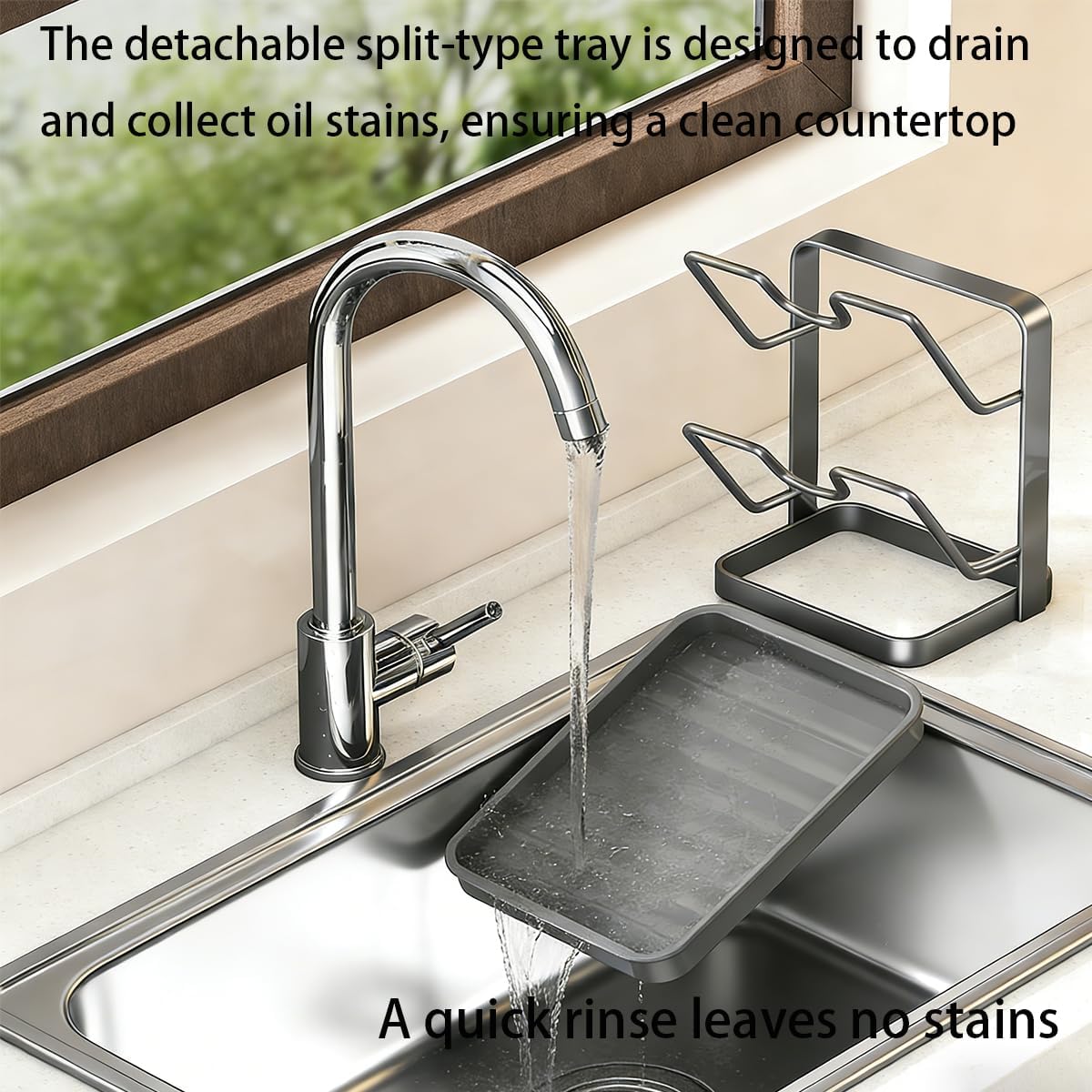 Pot Lid Storage Rack – A kitchen Countertop Storage Rack For Storing Cookware Lids, Featuring A Drip Tray, Stainless Steel Multi-Functional Kitchen Storage Rack(Grey, Double-Layer, 2PC) - Image 4