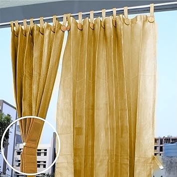 TRINQET 100% Room Darkening Blackout Door Curtain Thermal Insulated Heavy Polyester Solid Curtains | Net Unique Design Curtain for Home, Outdoor, Hospital(Ivory Color Size 4.5x7.5ft) Pack of 2 pcs