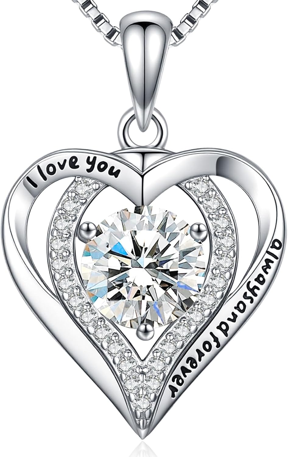 Valentine's Day Gifts Moissanite Necklace for Women, 1-3 Carat Heart Pendant Neckla...