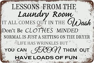 Laundry Room Lessons Metal Sign – Vintage Funny Laundry Quote Wall Dec...