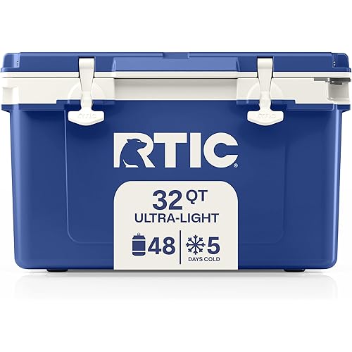 RTIC Ultra-Light Hard Cooler Insulated Portable Ice Chest Box for Drink, Beverage, Beach, Camping, Picnic, Fishing, Boat, Barbecue, 30% Lighter Than Rotomolded Coolers