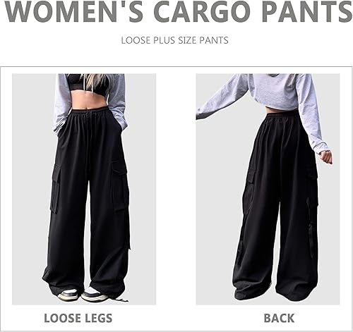 Miniatura 4 de Pantalones de mujer Y2k Cargo Gothic Baggy Pantalones de cintura alta Harajuku Streetwear Pantalones de paracaídas para hombre