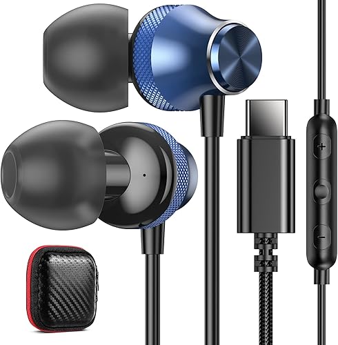 Miniatura 8 de Auriculares USB C para Google Pixel 7 Pro 7A 6A 6, cancelación de ruido, tipo C, con micrófono, auriculares con cable para Samsung Galaxy S23 Ultra