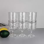 Set of 6 Plastic Stem Wine Glasses Tumbler, 11 Ounce Iceberg Acrylic Wine Glasses for All Purpose Party, BPA Free and Durable (Clear Color)