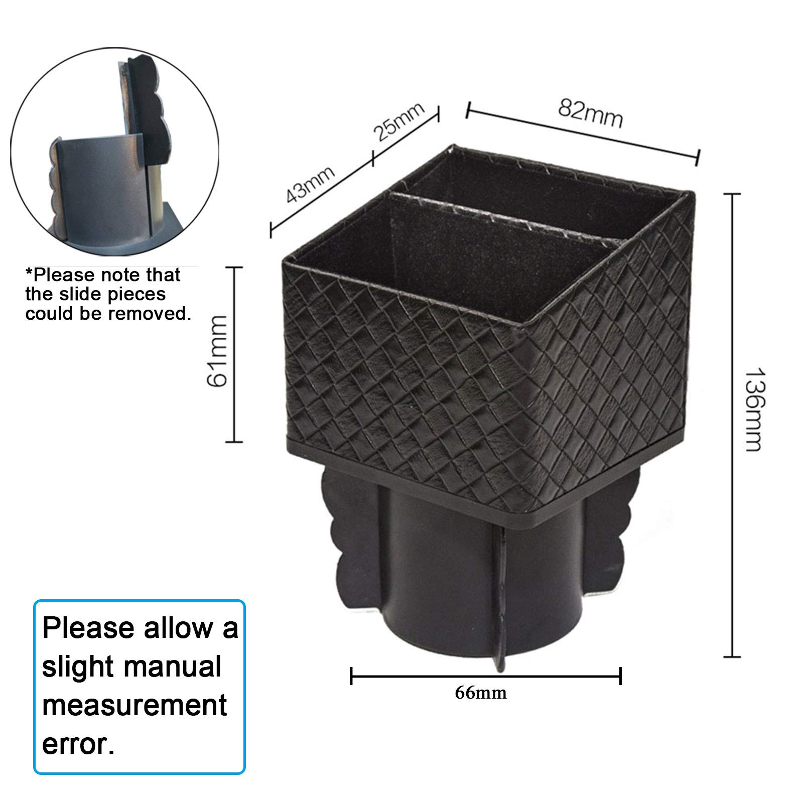 Organizer Portatutto Per Auto In Similpelle, Modello Kwak's QTT097. Due Scomparti Per Riporre Telefono, Monete, Chiavi. Si Inserisce Nel Portabicchieri. Colore Nero. - 5