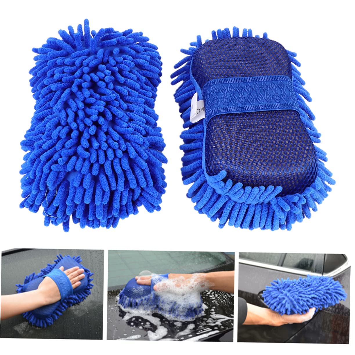 PRETYZOOM 3 Set Guanto Per Lavaggio Auto Strumento Pulizia Per Auto Microfibra Per Pulizia E Sicura Adatti Tutti Tipi Veicoli Facile Da Usare E Resistente Ai Danni 2 Pezzi*3