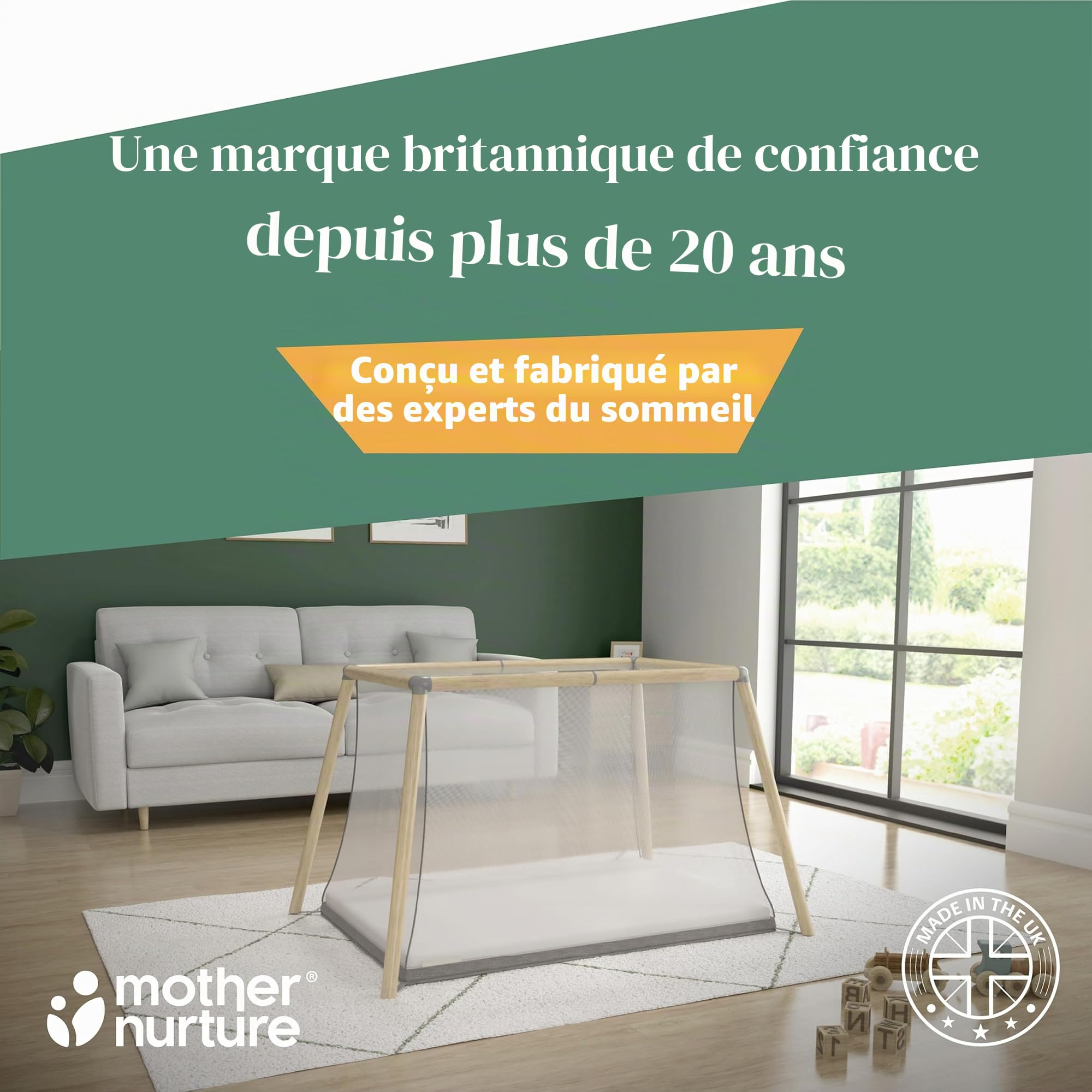 Mother Nurture Essential Matelas de Voyage en Mousse Blanc 95 x 65 x 5 cm