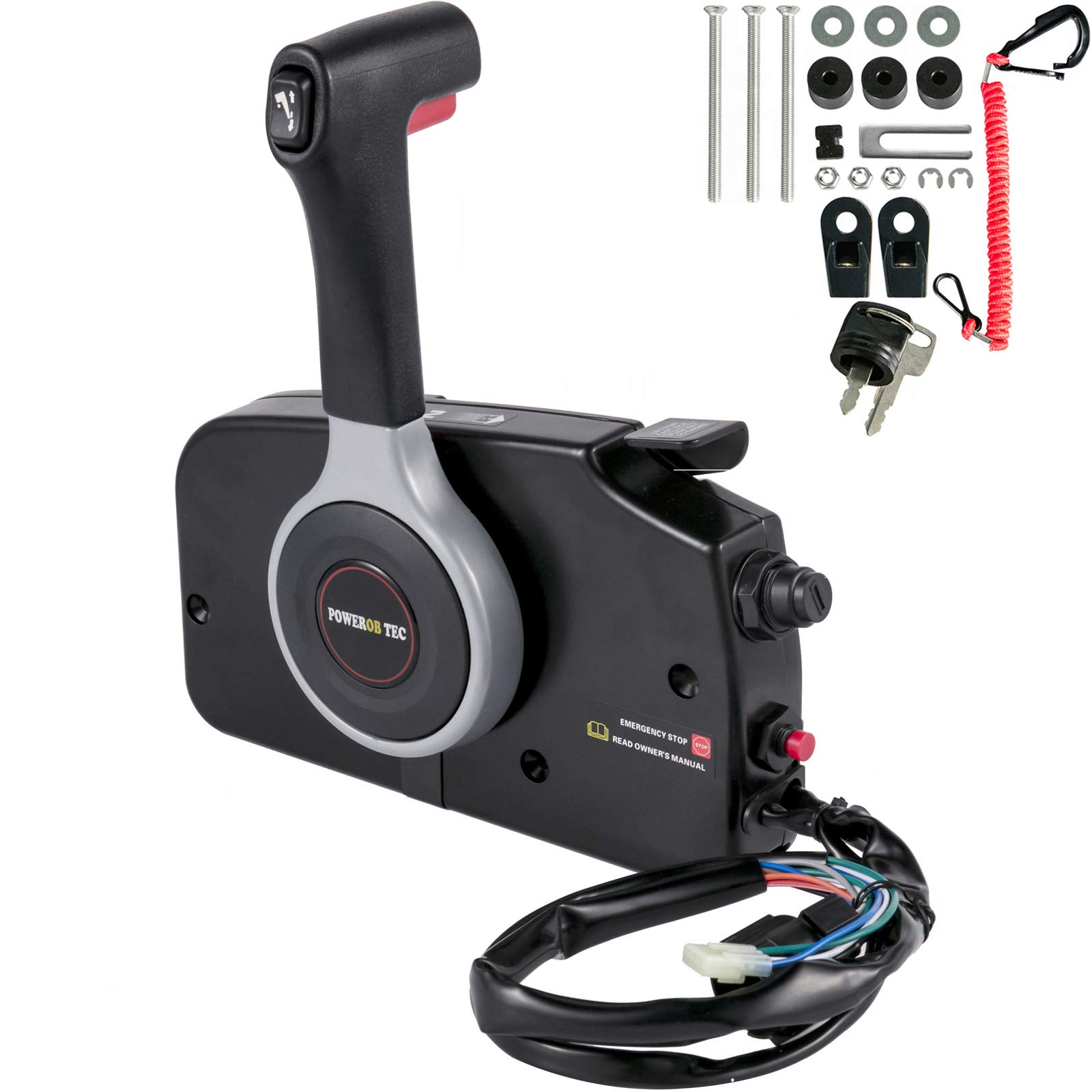 BestautoBoat Throttle Control 67200-93J50 Boat Control Box Outboard Remote Control for Suzuki Outboard Motor Side Mount