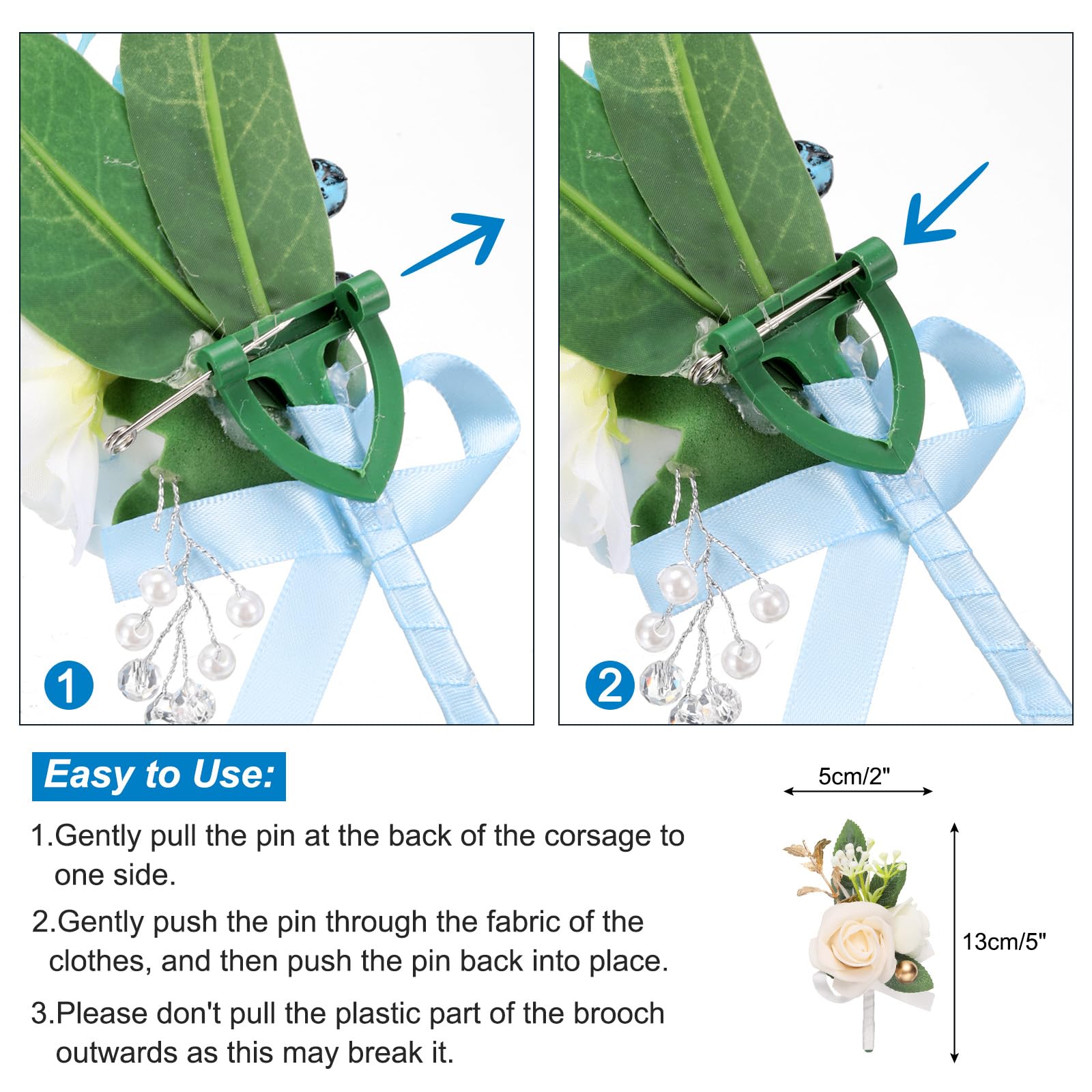 QUARKZMAN 20 Stück Champagner-Blumenanstecker für Männer, künstliche Blumenknopflöcher Taschen-Corsage mit Anstecknadeln für Hochzeit Braut Bräutigam Zeremonie Jubiläum formelle Party
