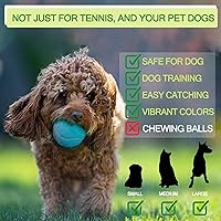Vista 6 de Bulk Tennis Balls for Beginner – 12 Pack High Elasticity Practice Tennis Balls with Mesh Bag, Suit for Pet Dog Training, Fetching Azul claro-n