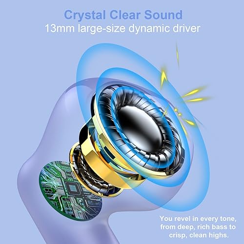 Miniatura 11 de Auriculares inalámbricos, auriculares Bluetooth 5.4 con cancelación de ruido y micrófono, auriculares Bluetooth con graves estéreo, auriculares