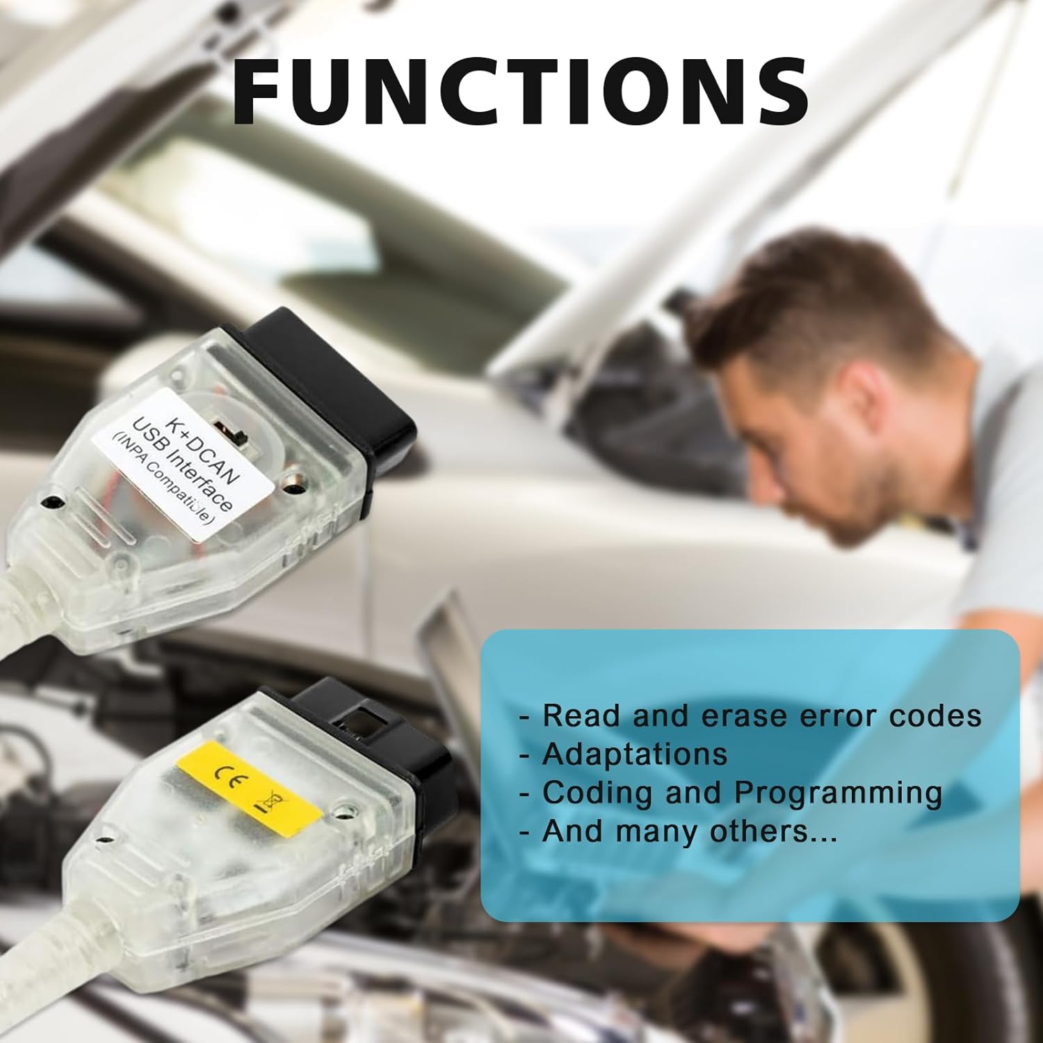 K DCAN Cable for BMW OBD2 Scanner Diagnostic Tool,K+CAN Cable with Switch Original FT232RL Chip, USB to OBD2 Connector,obdii for BMW E Series 1998-2019 Models, Work with Windows XP/7 32bit System