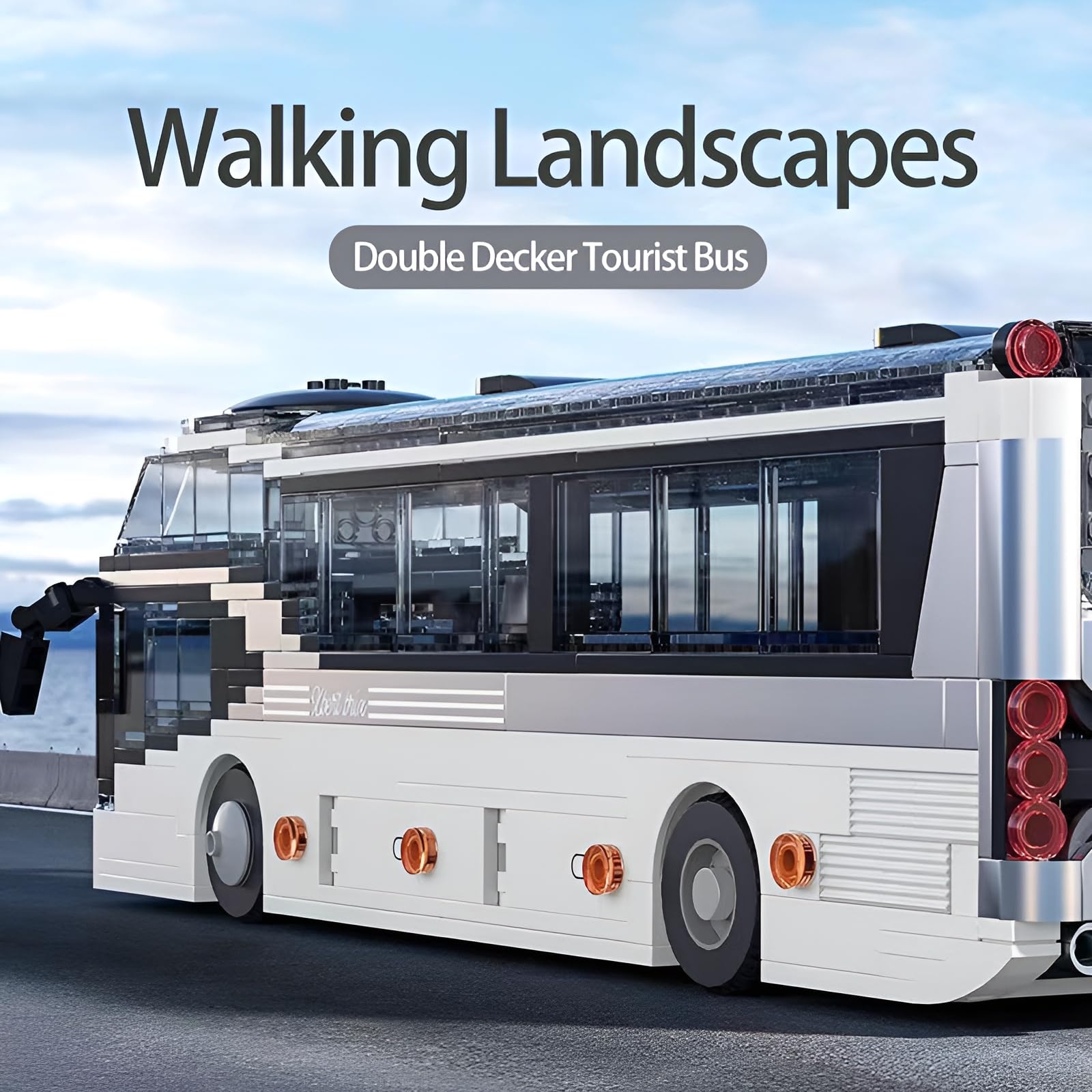 Stadt Modernes Doppeldecker Touristenbus Bausteine Bausatz | öffentlicher Sightseeing Bus Modell Spielzeug, Dekoration für das Homeoffice, Geschenk für Erwachsene Jugendliche, 811 Teile