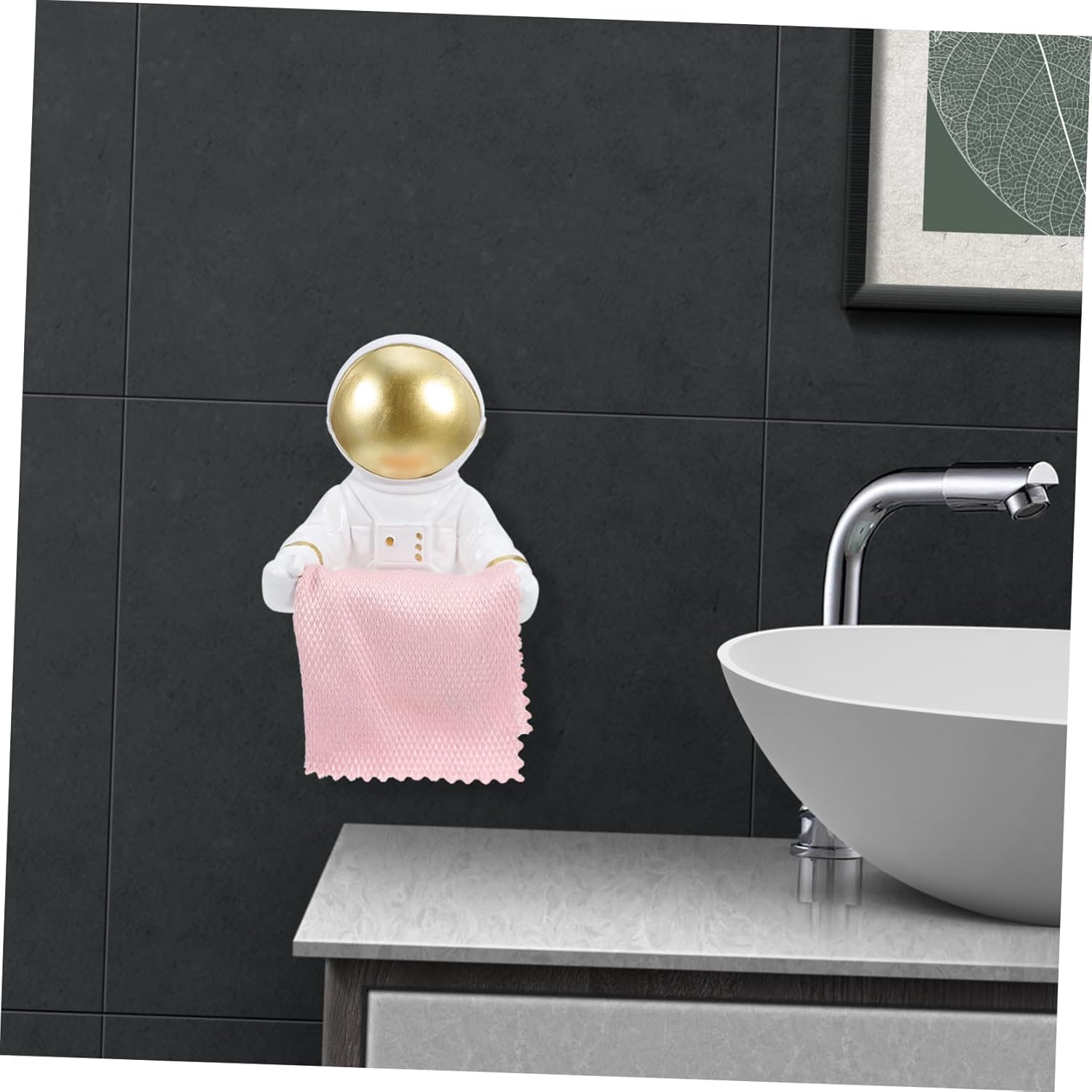 Astronaut Toilet Paper Holder Creative Wall-Mounted Tissue Rack Cute Wall-Mounted Design for Home Unique Bathroom Accessory Sturdy and Stylish 1 Piece