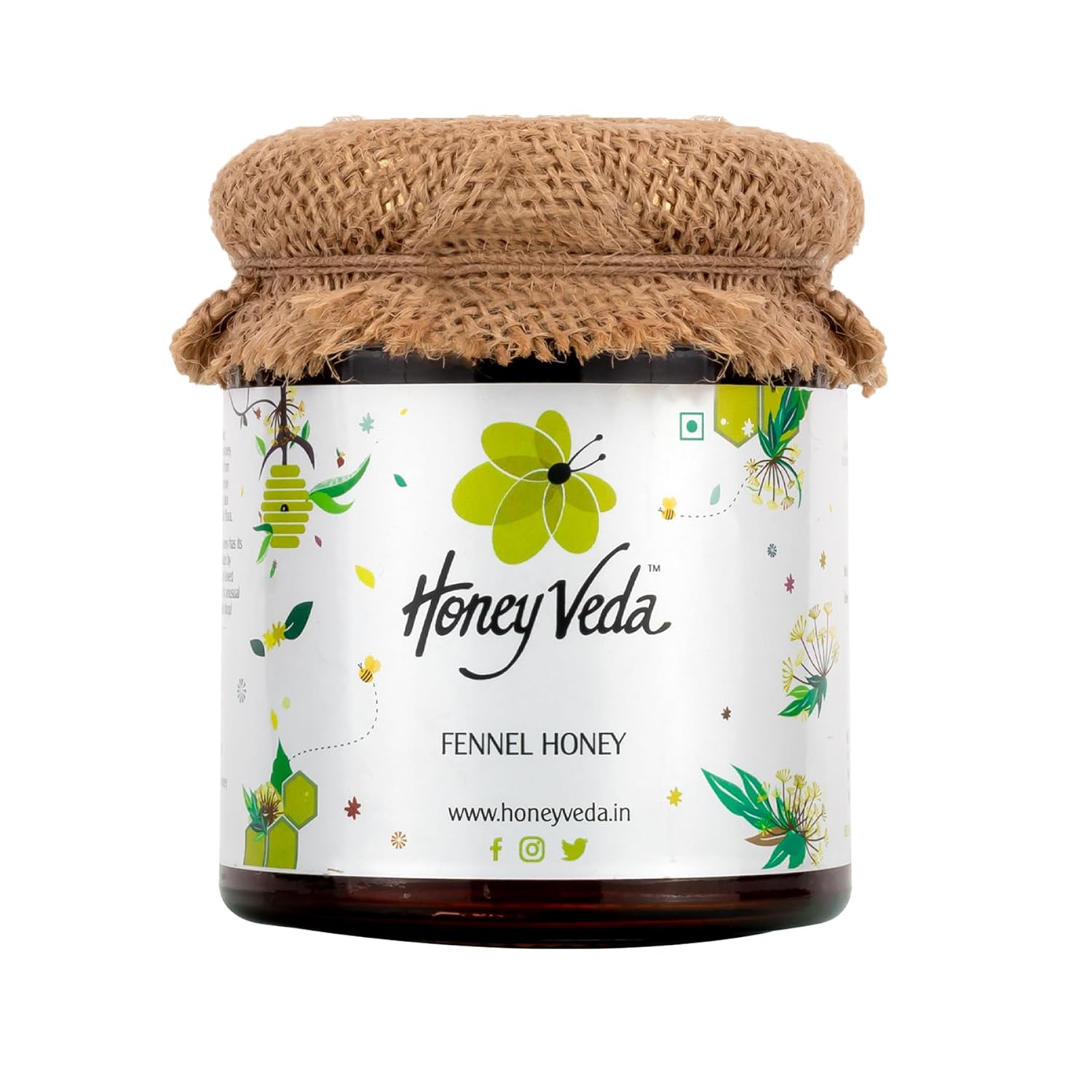 HoneyVeda 100% Natural Unprocessed Fennel Raw Honey - Unfiltered and Unpasteurized - 6 Natural Flavours Available - Monofl...