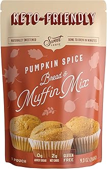 Sweet Logic Keto Baking Mix - Pumpkin Spice Muffin - Gluten-Free - Dairy Free - Diabetic-Friendly - High Protein - Allulose - Stevia - Low Sugar - Low Carb - Quick 20-Minute Prep (1-2G Carbs Per Serving)