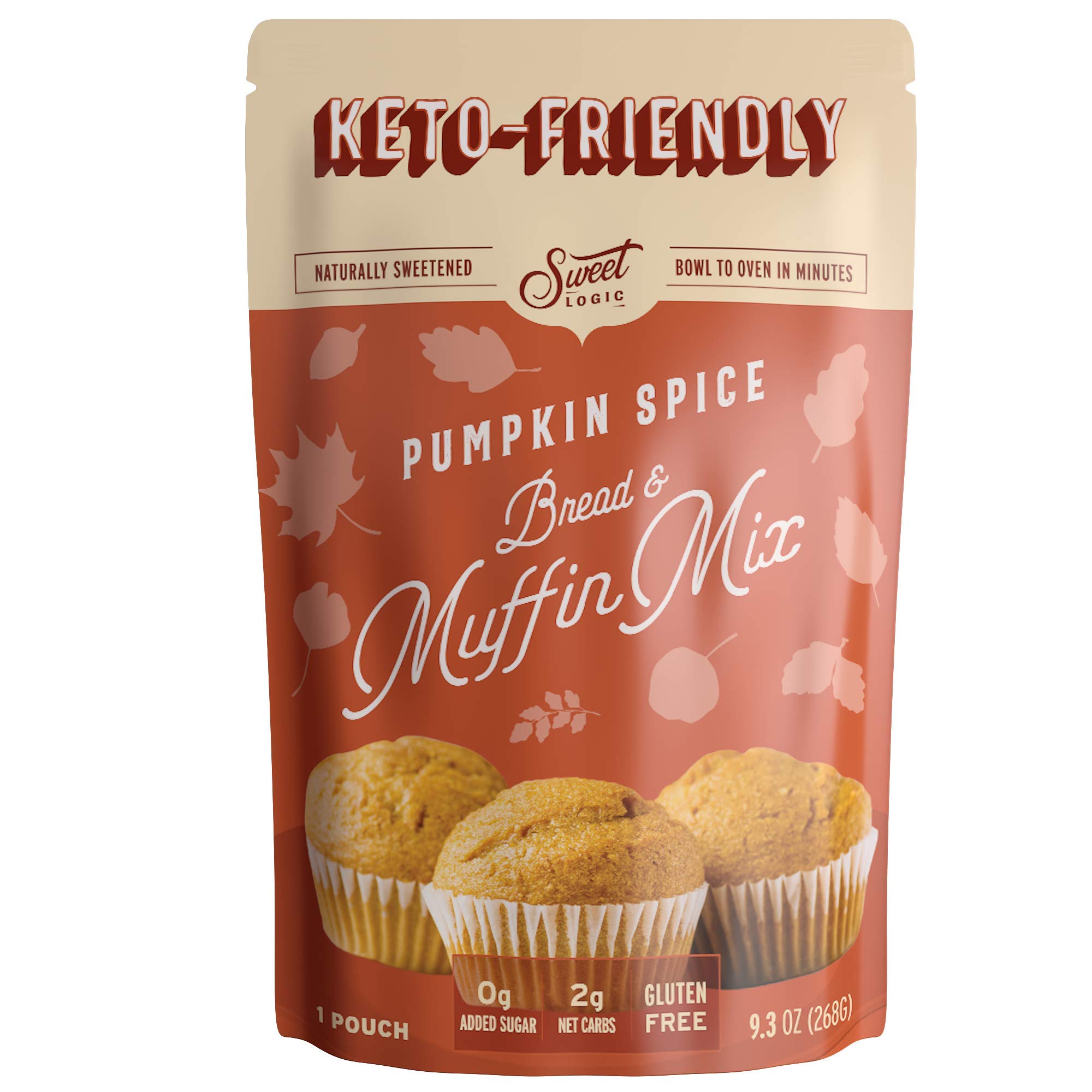 Sweet Logic Keto Baking Mix - Pumpkin Spice Muffin - Gluten-Free - Dairy Free - Diabetic-Friendly - High Protein - Allulose - Stevia - Low Sugar - Low Carb - Quick 20-Minute Prep (1-2G Carbs Per Serving)