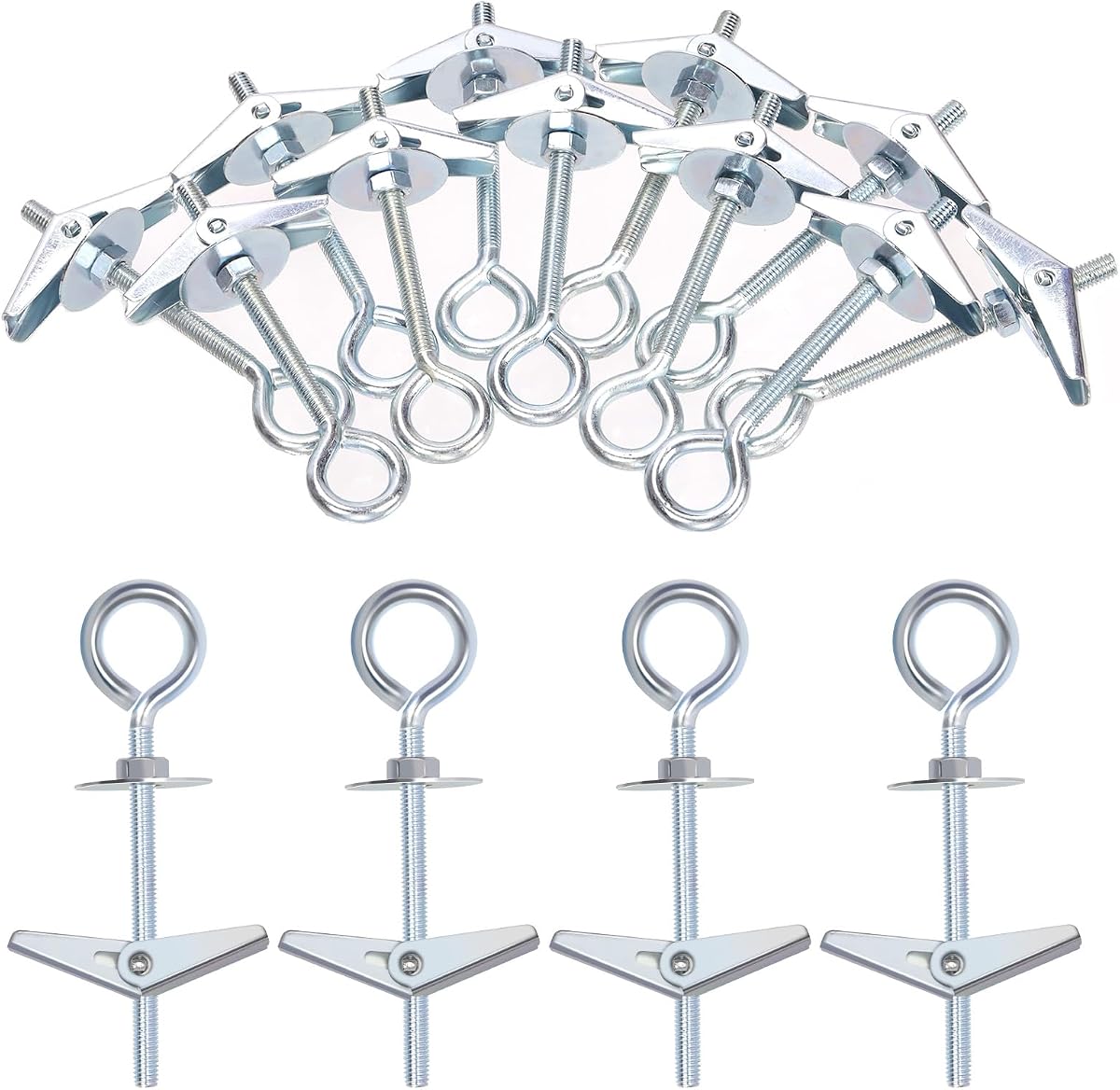 Glarks 15pcs M6 x 70mm O-Shaped Eye Bolt Toggle Anchors Set for Drywall, Ceiling, Sheetrock, Hollow Wall