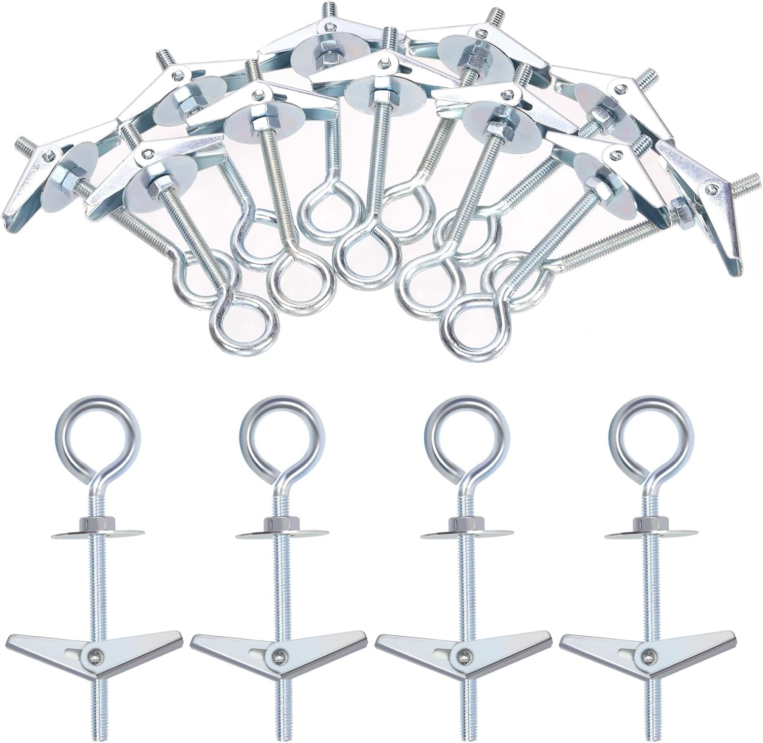 GLARKS 15pcs M6 O-Shaped Eye Bolt Toggle Anchors Set for Drywall, Toggle Bolts, Butterfly Anchors, Spring Toggle Wing Bolts for Ceiling, Sheetrock, Hollow Wall